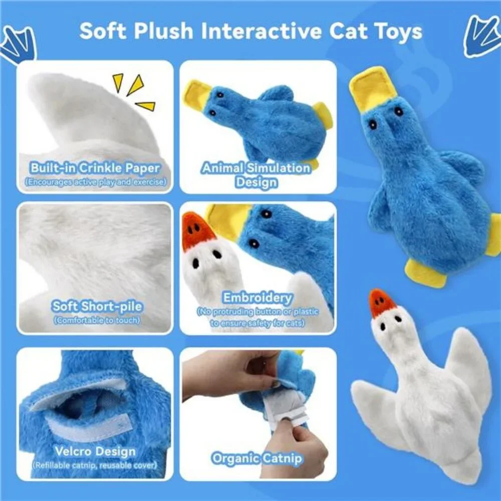 Cat Catnip Toys 2 Pack Birds Kitten Toys with Crinkle Sound,Kicker Toys
